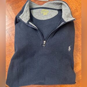 Polo by Ralph Lauren Men's Dark Blue Zip-Up Cotton Top